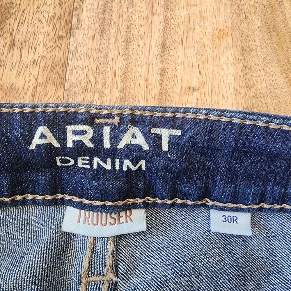 Ariat Trouser Jeans Womens 30R Blue Medium Wash Mid Rise Wide Leg Stretch Denim - Picture 5 of 15